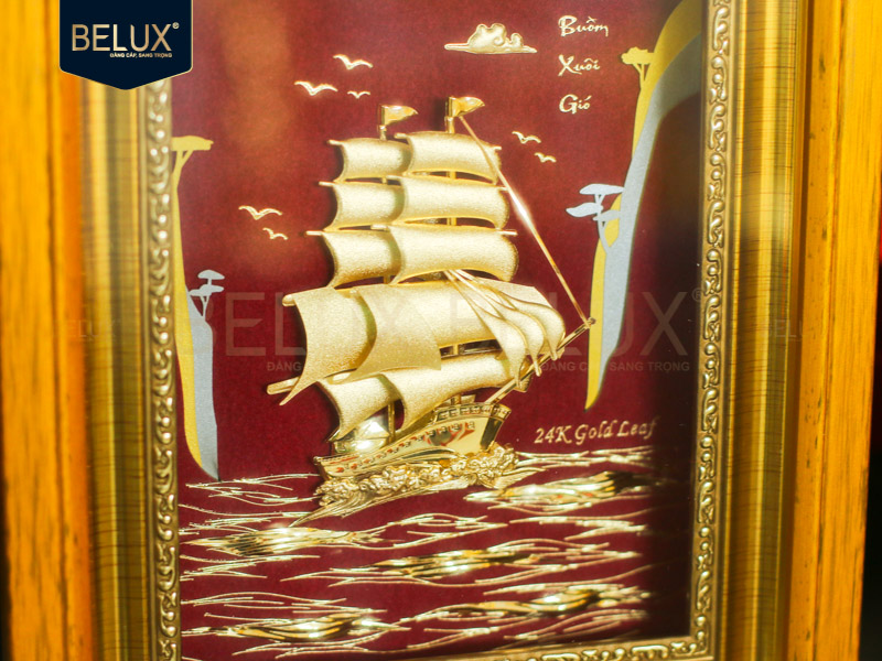 Lô 90 tranh thuyền dát vàng 24k 25x20cm thiết kế theo yêu cầu